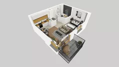 1 pokój, mieszkanie 34,90 m², piętro 1, oferta nr D/11, Osiedle Wilno 8.1.2, Warszawa, Targówek, Elsnerów, ul. Bukowiecka