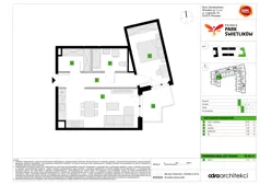 2 pokoje, mieszkanie 49,46 m², piętro 1, oferta nr A/8, Osiedle Park Świetlików, Wrocław, Maślice, Aleja Śliwowa 21