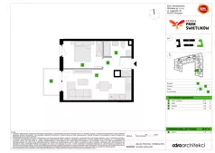 2 pokoje, mieszkanie 36,57 m², piętro 1, oferta nr A/53, Osiedle Park Świetlików, Wrocław, Maślice, Aleja Śliwowa 21