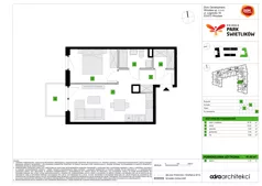 2 pokoje, mieszkanie 41,42 m², piętro 1, oferta nr A/54, Osiedle Park Świetlików, Wrocław, Maślice, Aleja Śliwowa 21