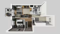 2 pokoje, mieszkanie 43,57 m², piętro 3, oferta nr D/47, Bokserska 71 etap 2.3, Warszawa, Ursynów, Wyczółki, ul. Bokserska