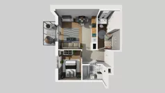 2 pokoje, mieszkanie 45,75 m², piętro 1, oferta nr D/70, Bokserska 71 etap 2.3, Warszawa, Ursynów, Wyczółki, ul. Bokserska