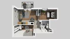 2 pokoje, mieszkanie 47,97 m², piętro 1, oferta nr D/71, Bokserska 71 etap 2.3, Warszawa, Ursynów, Wyczółki, ul. Bokserska