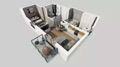 2 pokoje, mieszkanie 47,97 m², piętro 1, oferta nr D/71, Bokserska 71 etap 2.3, Warszawa, Ursynów, Wyczółki, ul. Bokserska