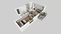 2 pokoje, mieszkanie 47,97 m², piętro 1, oferta nr D/71, Bokserska 71 etap 2.3, Warszawa, Ursynów, Wyczółki, ul. Bokserska