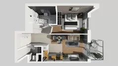 2 pokoje, mieszkanie 39,72 m², piętro 1, oferta nr E/6, Bokserska 71 etap 2.3, Warszawa, Ursynów, Wyczółki, ul. Bokserska