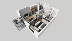 2 pokoje, mieszkanie 39,72 m², piętro 1, oferta nr E/6, Bokserska 71 etap 2.3, Warszawa, Ursynów, Wyczółki, ul. Bokserska