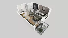 2 pokoje, mieszkanie 39,72 m², piętro 1, oferta nr E/6, Bokserska 71 etap 2.3, Warszawa, Ursynów, Wyczółki, ul. Bokserska