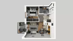 2 pokoje, mieszkanie 32,12 m², piętro 1, oferta nr D/62, Osiedle Wilno 8.1.2, Warszawa, Targówek, Elsnerów, ul. Bukowiecka