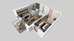 2 pokoje, mieszkanie 49,03 m², piętro 1, oferta nr B/5, Apartamenty Kamieńskiego, Wrocław, Karłowice-Różanka, ul. Kamieńskiego 53a