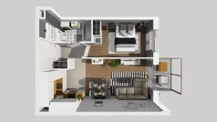 2 pokoje, mieszkanie 38,09 m², piętro 1, oferta nr B/6, Apartamenty Kamieńskiego, Wrocław, Karłowice-Różanka, ul. Kamieńskiego 53a