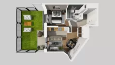2 pokoje, mieszkanie 38,42 m², piętro 1, oferta nr A/61, Apartamenty nad Oławką, Wrocław, Przedmieście Oławskie, Krzyki, ul. Krakowska 98