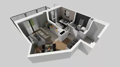 2 pokoje, mieszkanie 38,42 m², piętro 1, oferta nr A/61, Apartamenty nad Oławką, Wrocław, Przedmieście Oławskie, Krzyki, ul. Krakowska 98