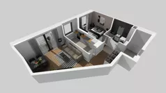 2 pokoje, mieszkanie 44,80 m², piętro 1, oferta nr A/63, Apartamenty nad Oławką, Wrocław, Przedmieście Oławskie, Krzyki, ul. Krakowska 98