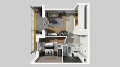 2 pokoje, mieszkanie 37,24 m², piętro 11, oferta nr F/58, Apartamenty Literacka bud. E i F, Warszawa, Bielany, Piaski, ul. Literacka
