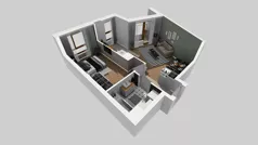 2 pokoje, mieszkanie 45,82 m², piętro 1, oferta nr A/23, Apartamenty Literacka bud. E i F, Warszawa, Bielany, Piaski, ul. Literacka