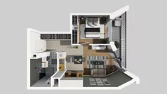 2 pokoje, mieszkanie 37,31 m², piętro 1, oferta nr B/49, Osiedle przy Wielickiej etap 1.2, Kraków, Bieżanów-Prokocim, ul. M. Orwid
