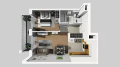 2 pokoje, mieszkanie 43,95 m², piętro 6, oferta nr B/77, Osiedle przy Wielickiej etap 1.2, Kraków, Bieżanów-Prokocim, ul. M. Orwid