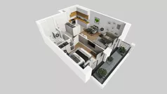 2 pokoje, mieszkanie 43,95 m², piętro 6, oferta nr B/77, Osiedle przy Wielickiej etap 1.2, Kraków, Bieżanów-Prokocim, ul. M. Orwid