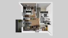 2 pokoje, mieszkanie 44,08 m², piętro 4, oferta nr A/38, Osiedle przy Wielickiej, Kraków, Bieżanów-Prokocim, ul. Marii Orwid / Wielicka
