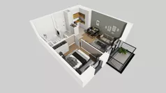 2 pokoje, mieszkanie 40,97 m², piętro 3, oferta nr A/80, Osiedle przy Wielickiej, Kraków, Bieżanów-Prokocim, ul. Marii Orwid / Wielicka