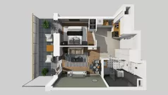2 pokoje, mieszkanie 33,52 m², piętro 1, oferta nr A/118, Apartamenty Metro Wilanowska, Warszawa, Mokotów, Ksawerów, ul. Pejzażowa 26