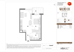 2 pokoje, mieszkanie 41,01 m², piętro 1, oferta nr B/60, Osiedle Wilno 9.2, Warszawa, Targówek, Elsnerów, ul. Rudnicka