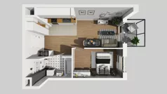 2 pokoje, mieszkanie 40,41 m², piętro 2, oferta nr B/14, Osiedle Urbino 4, Warszawa, Włochy, Raków, ul. Szybka