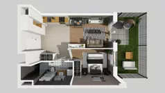 2 pokoje, mieszkanie 37,33 m², piętro 1, oferta nr C/12, Osiedle Urbino 4.2, Warszawa, Włochy, Raków, ul. Szybka