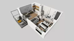 2 pokoje, mieszkanie 38,58 m², piętro 3, oferta nr E/50, Osiedle Urbino 4.3, Warszawa, Włochy, Raków, ul. Szybka