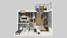 2 pokoje, mieszkanie 38,58 m², piętro 4, oferta nr E/57, Osiedle Urbino 4.3, Warszawa, Włochy, Raków, ul. Szybka