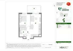2 pokoje, mieszkanie 39,68 m², piętro 1, oferta nr F/7, Osiedle Urbino 4.3, Warszawa, Włochy, Raków, ul. Szybka