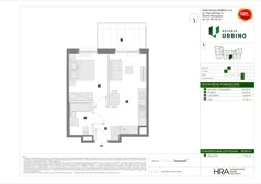 2 pokoje, mieszkanie 39,68 m², piętro 5, oferta nr F/27, Osiedle Urbino 4.3, Warszawa, Włochy, Raków, ul. Szybka