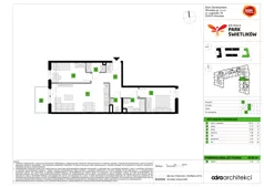 3 pokoje, mieszkanie 65,02 m², piętro 2, oferta nr A/44, Osiedle Park Świetlików, Wrocław, Maślice, Aleja Śliwowa 21
