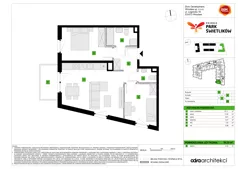 3 pokoje, mieszkanie 55,23 m², piętro 1, oferta nr A/52, Osiedle Park Świetlików, Wrocław, Maślice, Aleja Śliwowa 21