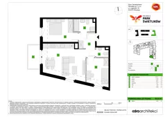 3 pokoje, mieszkanie 55,23 m², piętro 2, oferta nr A/57, Osiedle Park Świetlików, Wrocław, Maślice, Aleja Śliwowa 21