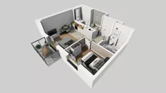 3 pokoje, mieszkanie 45,39 m², piętro 3, oferta nr D/78, Bokserska 71 etap 2.3, Warszawa, Ursynów, Wyczółki, ul. Bokserska