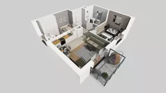 3 pokoje, mieszkanie 45,39 m², piętro 3, oferta nr D/78, Bokserska 71 etap 2.3, Warszawa, Ursynów, Wyczółki, ul. Bokserska