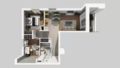 3 pokoje, mieszkanie 57,41 m², piętro 1, oferta nr A/1, Osiedle Wilno 8, Warszawa, Targówek, Elsnerów, ul. Bukowiecka