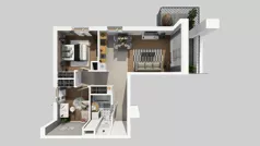 3 pokoje, mieszkanie 57,53 m², piętro 3, oferta nr A/9, Osiedle Wilno 8, Warszawa, Targówek, Elsnerów, ul. Bukowiecka