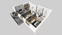 3 pokoje, mieszkanie 49,34 m², piętro 2, oferta nr D/44, Osiedle Wilno 8.1.2, Warszawa, Targówek, Elsnerów, ul. Bukowiecka