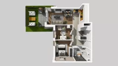 3 pokoje, mieszkanie 52,71 m², parter, oferta nr D/50, Osiedle Wilno 8.1.2, Warszawa, Targówek, Elsnerów, ul. Bukowiecka
