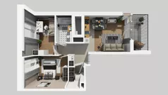 3 pokoje, mieszkanie 52,42 m², piętro 1, oferta nr D/64, Osiedle Wilno 8.1.2, Warszawa, Targówek, Elsnerów, ul. Bukowiecka