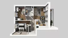 3 pokoje, mieszkanie 49,57 m², piętro 1, oferta nr C/34, Osiedle Wilno 8.1.2, Warszawa, Targówek, Elsnerów, ul. Bukowiecka