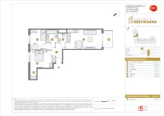 3 pokoje, mieszkanie 60,23 m², piętro 3, oferta nr A/87, Apartamenty Beethovena, Warszawa, Mokotów, Sielce, ul. Dziekońskiego 4