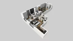 3 pokoje, mieszkanie 60,23 m², piętro 3, oferta nr A/87, Apartamenty Beethovena, Warszawa, Mokotów, Sielce, ul. Dziekońskiego 4