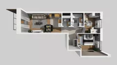 3 pokoje, mieszkanie 57,52 m², piętro 4, oferta nr B/108, Apartamenty Beethovena, Warszawa, Mokotów, Sielce, ul. Dziekońskiego 4