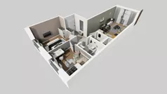 3 pokoje, mieszkanie 57,52 m², piętro 4, oferta nr B/108, Apartamenty Beethovena, Warszawa, Mokotów, Sielce, ul. Dziekońskiego 4