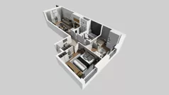 3 pokoje, mieszkanie 57,52 m², piętro 4, oferta nr B/108, Apartamenty Beethovena, Warszawa, Mokotów, Sielce, ul. Dziekońskiego 4
