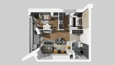 3 pokoje, mieszkanie 44,73 m², piętro 2, oferta nr B/14, Osiedle przy Wielickiej etap 1.2, Kraków, Bieżanów-Prokocim, ul. M. Orwid